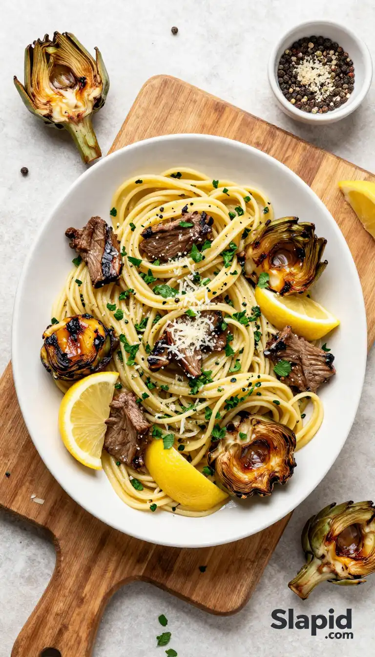 Stovetop Juicy Lemon-Herb Lamb Pasta with Charred Artichokes (Sugar-Free)