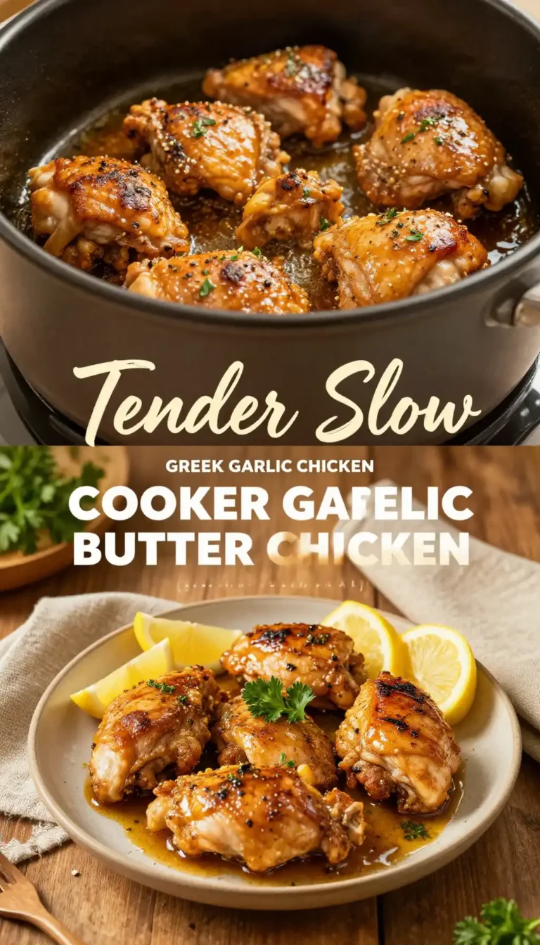 Tender Slow Cooker Greek Garlic Butter Chicken (20-Minute Low-Carb)
