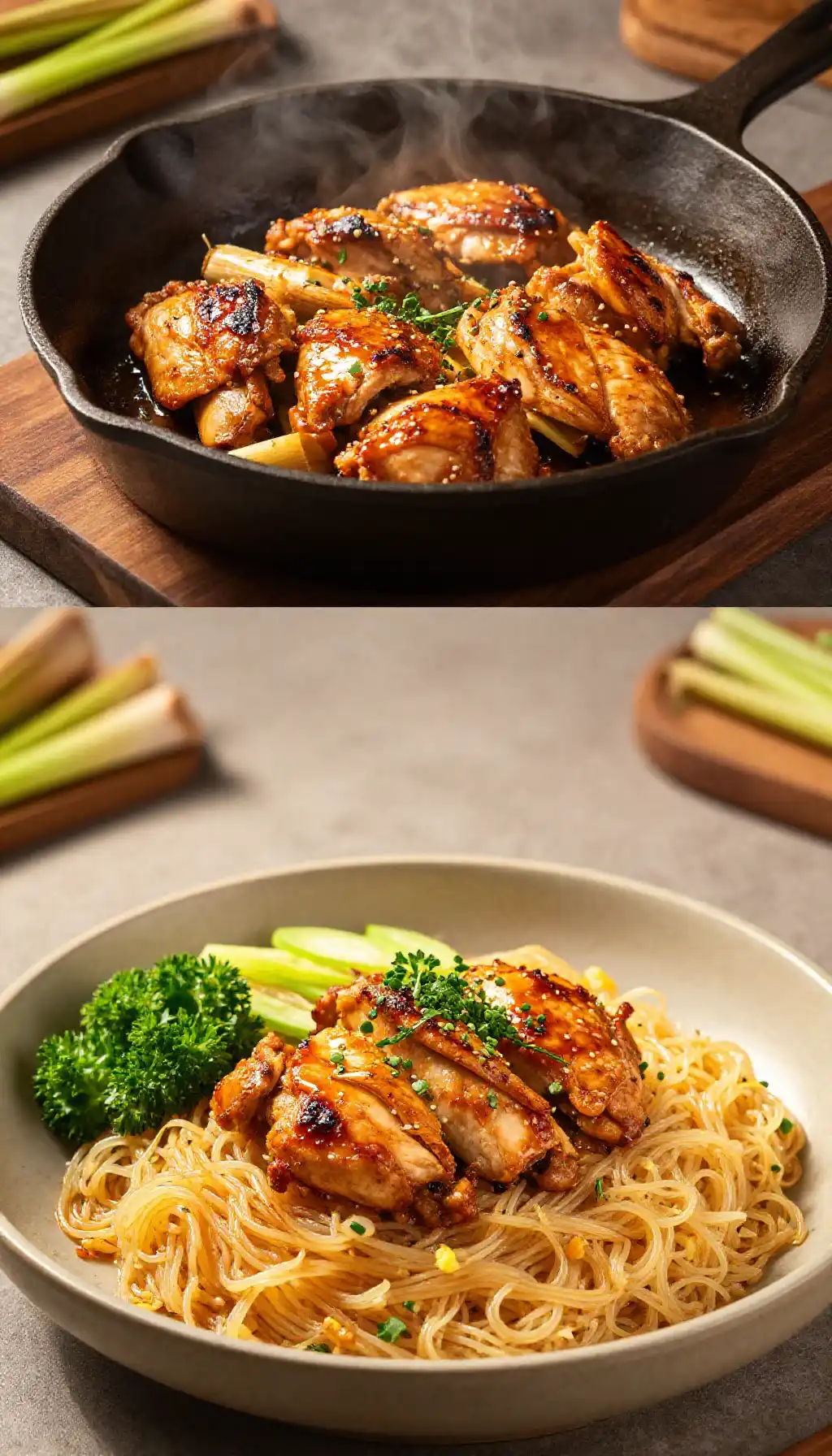 Tender Smoky Cast Iron Vietnamese Lemongrass Chicken Noodle Meal Prep