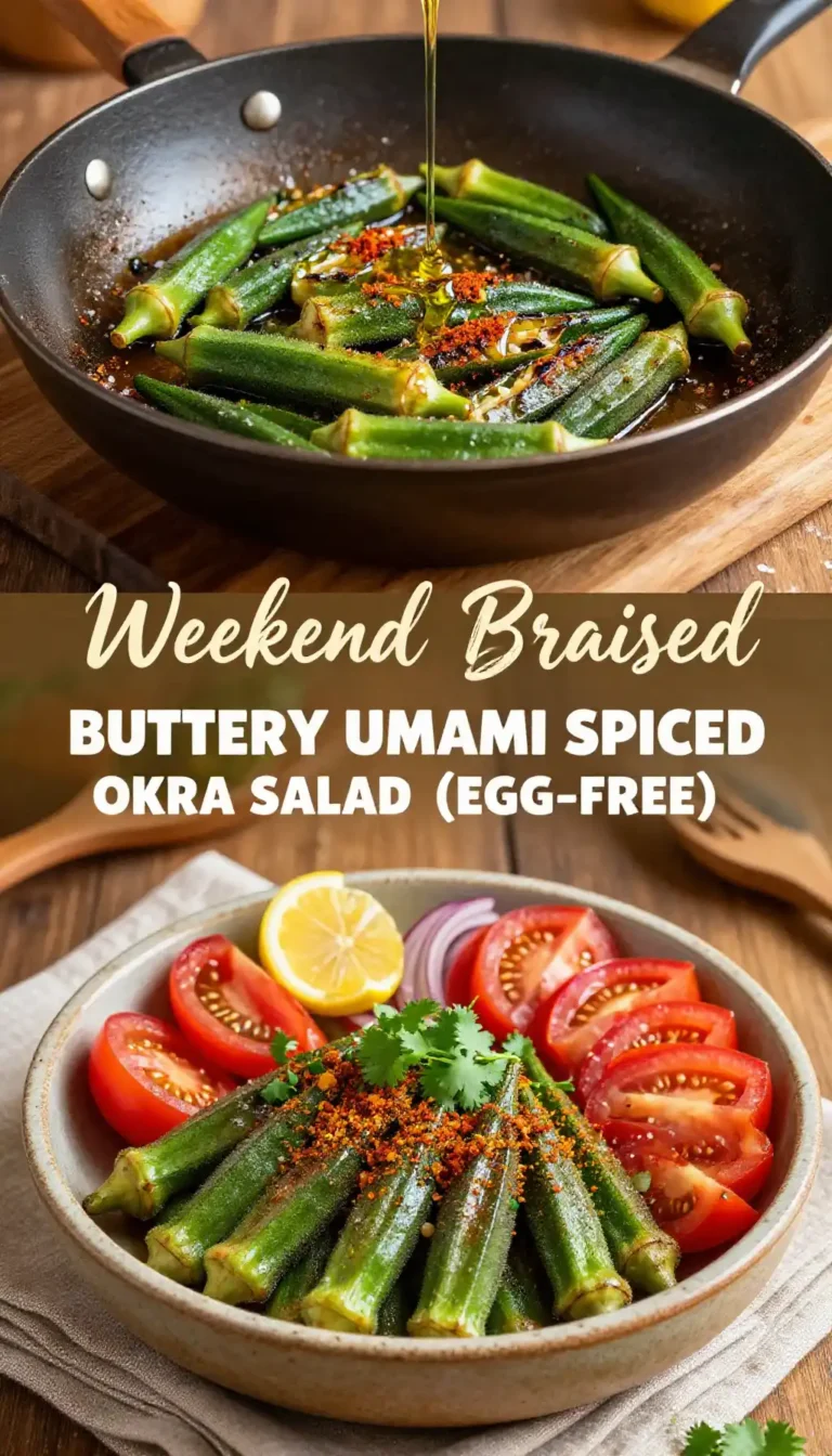 Weekend Braised Buttery Umami Spiced Okra Salad (Egg-Free)