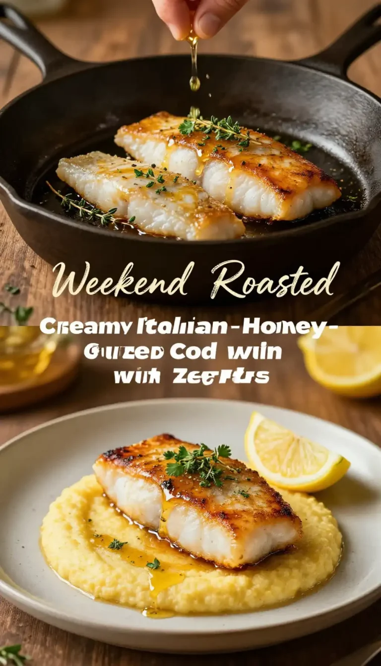 Weekend Roasted Creamy Italian Honey-Glazed Cod with Zesty Herbs