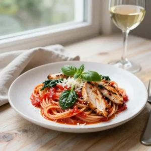 Step by step Creamy Tomato Basil Pasta with Chicken and Spinach