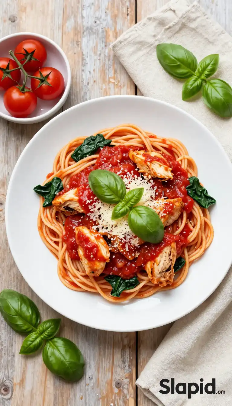Creamy Tomato Basil Pasta with Chicken and Spinach - Pasta Recipe | Slapid