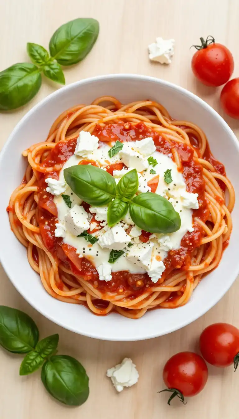 Creamy Tomato Basil Pasta with Feta Cheese - Pasta Recipe | Slapid