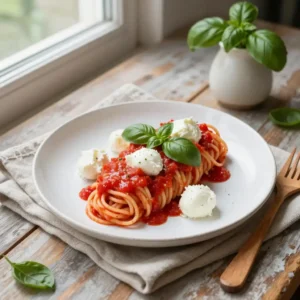 Step by step Creamy Tomato Basil Pasta with Fresh Mozzarella