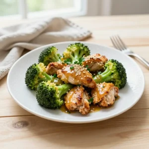 Step by step Easy Air Fryer Chicken and Broccoli with Garlic Sauce