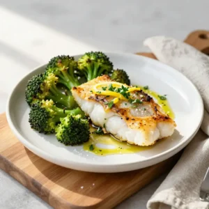 Step by step Easy Baked Cod with Lemon Herb and Roasted Broccoli