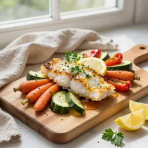 Step by step Easy Baked Cod with Lemon Herb and Roasted Vegetables