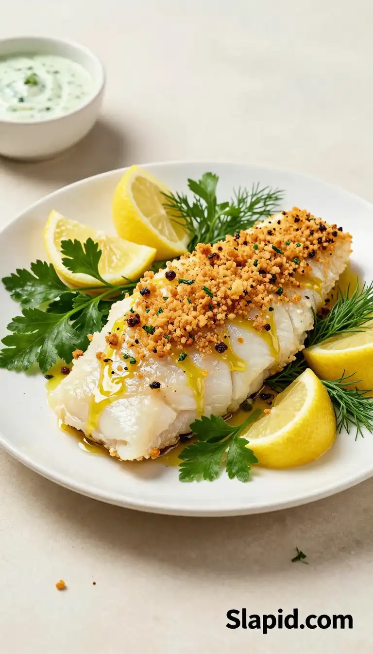 Easy Baked Cod with Lemon Herb Crumb Topping - Healthy Eating Recipe | Slapid