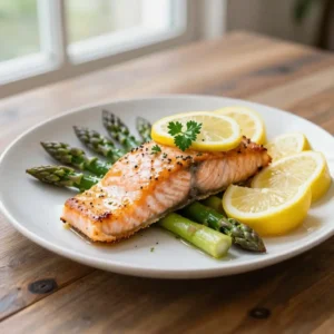 Step by step Easy Baked Lemon Garlic Salmon Fillet with Asparagus