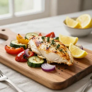 Step by step Easy Baked Lemon Herb Chicken Breast with Roasted Vegetables