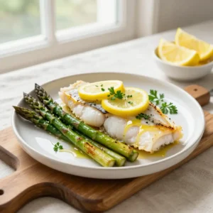 Step by step Easy Baked Lemon Herb Cod with Roasted Asparagus