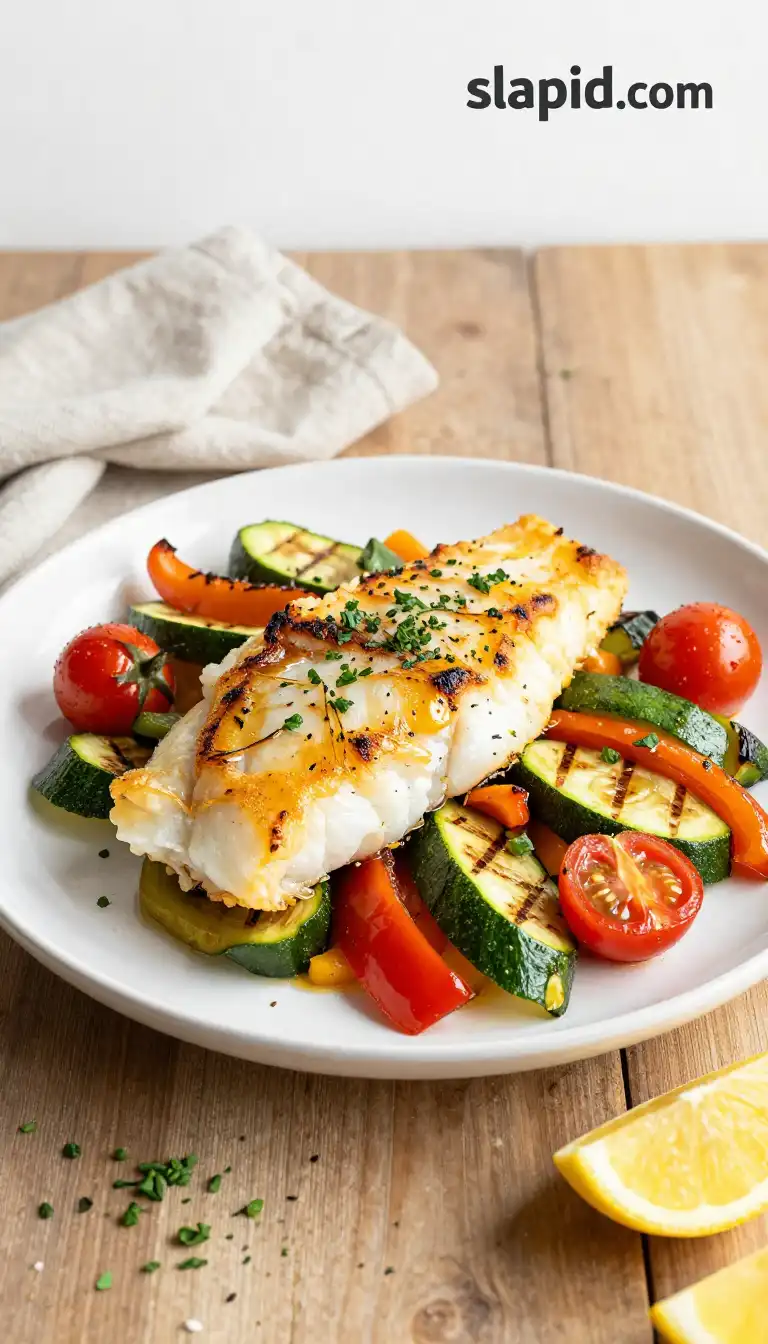 Easy Baked Lemon Herb Cod with Roasted Vegetables - Healthy Eating Recipe | Slapid
