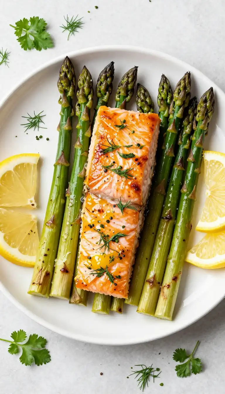 Easy Baked Lemon Herb Salmon with Roasted Asparagus - Seafood Recipe | Slapid