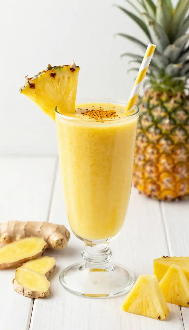 Easy Blended Pineapple Ginger Turmeric Smoothie Recipe - Beverages Recipe | Slapid