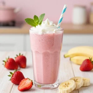 Step by step Easy Blended Strawberry Banana Smoothie Creamy Vegan