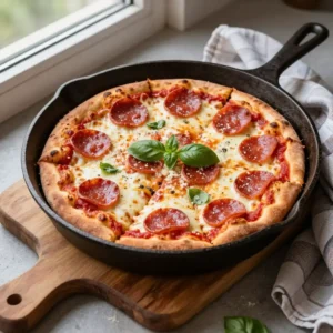 Step by step Easy Cast Iron Skillet Pepperoni Pizza Homemade