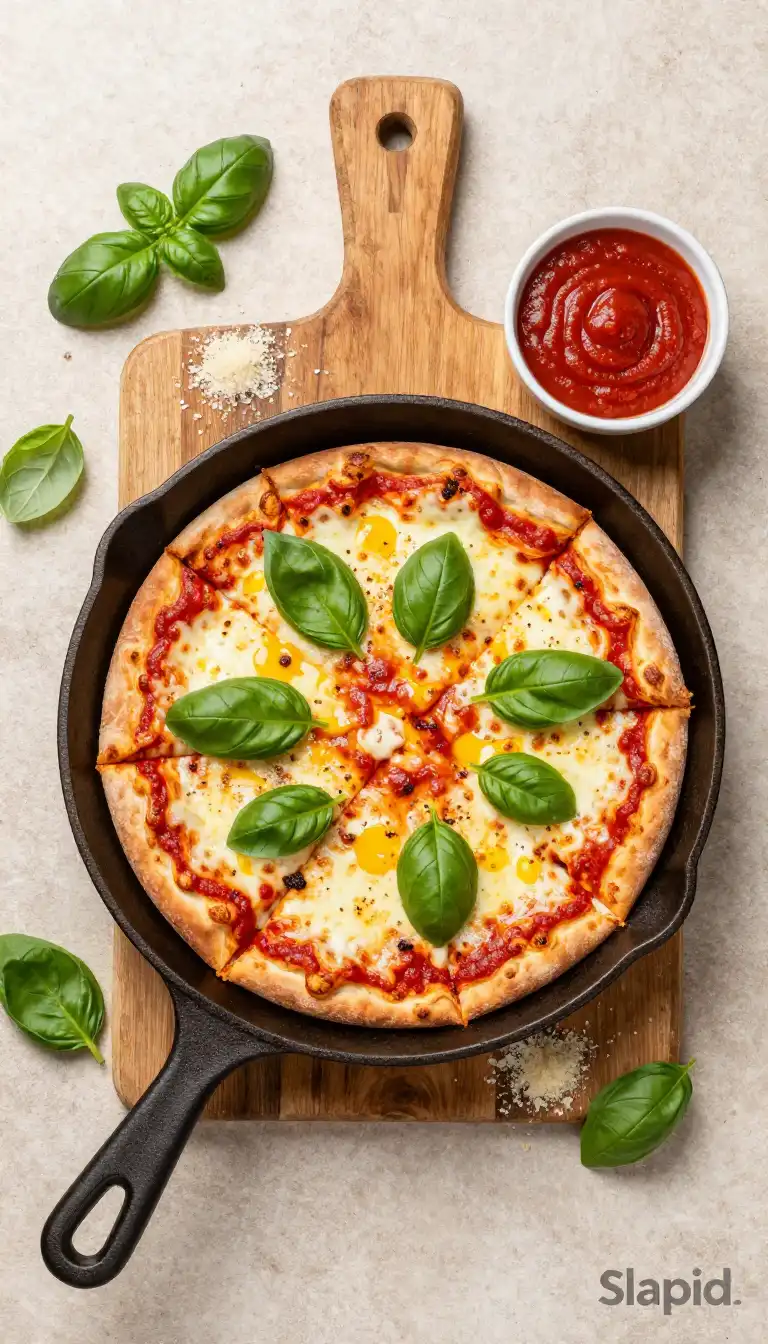 Easy Cast Iron Skillet Pizza with Homemade Sauce - Pizza Recipe | Slapid