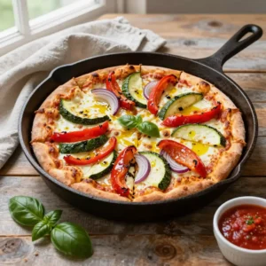 Step by step Easy Cast Iron Skillet Pizza with Roasted Vegetables