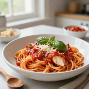 Step by step Easy Creamy Tomato Basil Pasta with Chicken