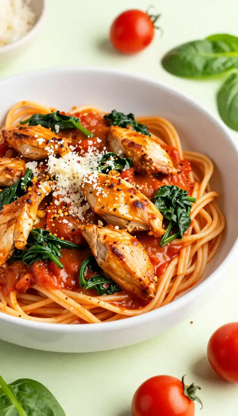 Easy Creamy Tomato Spinach Pasta with Chicken - Pasta Recipe | Slapid