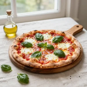 Step by step Easy Homemade Thin Crust Margherita Pizza with Fresh Basil