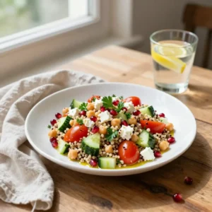 Step by step Easy Mediterranean Quinoa Salad with Chickpeas and Feta