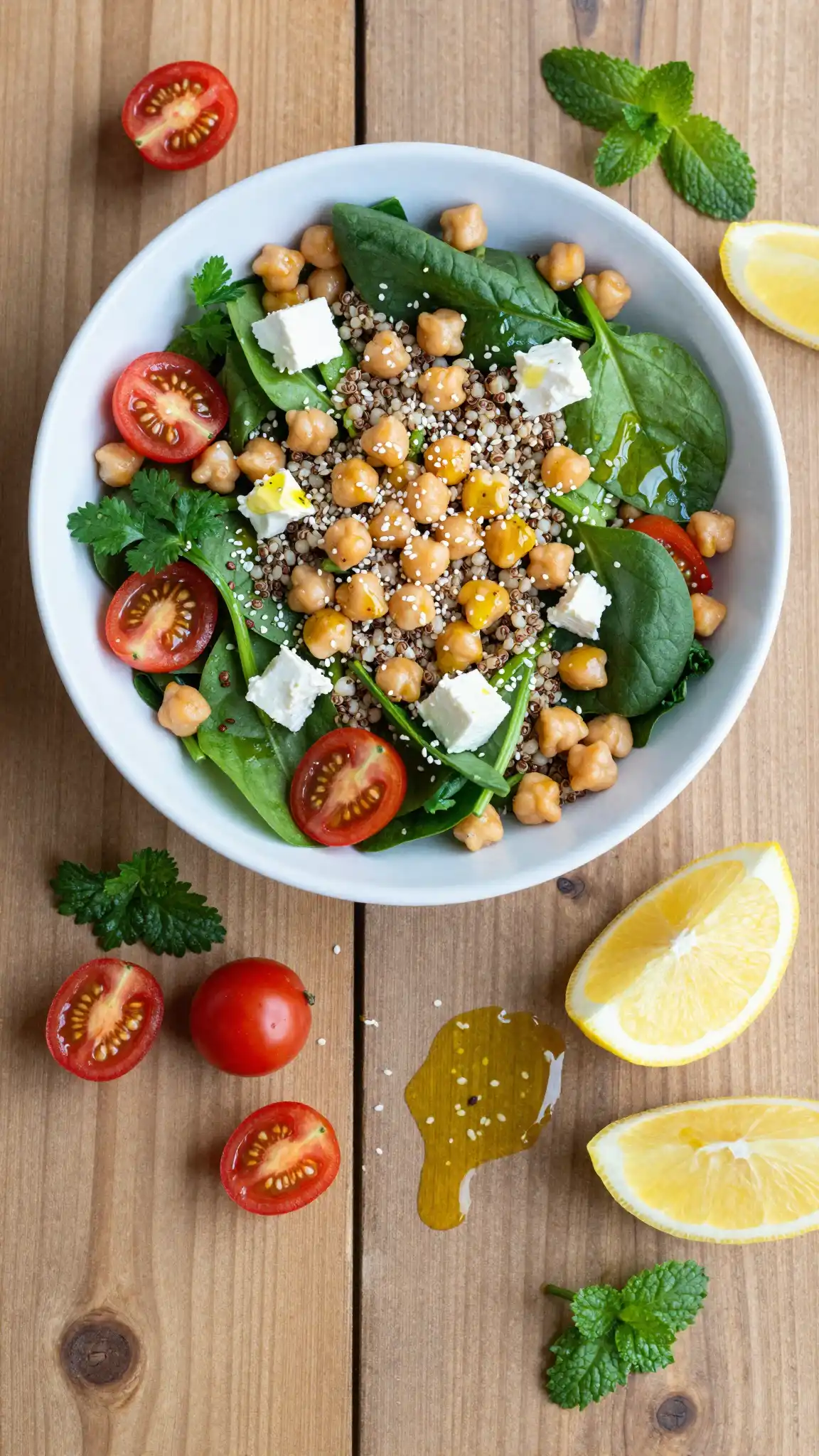Easy Mediterranean Quinoa Salad with Chickpeas Feta pinterest pin