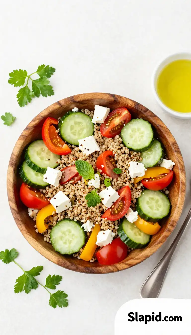 Easy Mediterranean Quinoa Salad with Feta and Cucumbers - Salads Recipe | Slapid