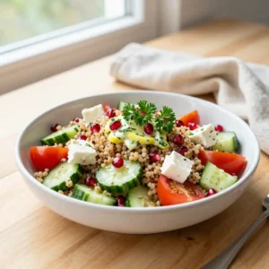 Step by step Easy Mediterranean Quinoa Salad with Feta and Lemon-Herb Vinaigrette