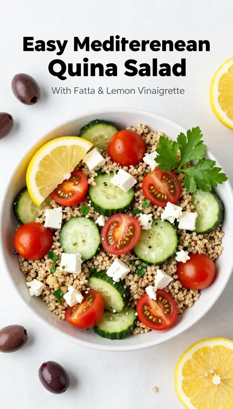 Easy Mediterranean Quinoa Salad with Feta and Lemon Vinaigrette - Salads Recipe | Slapid