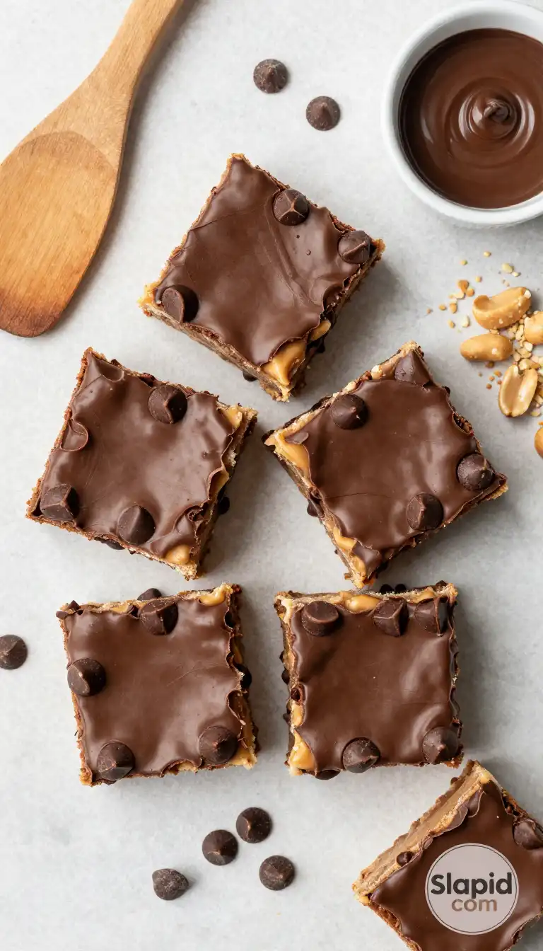 Easy No-Bake Peanut Butter Chocolate Chip Bars - Desserts & Sweets Recipe | Slapid