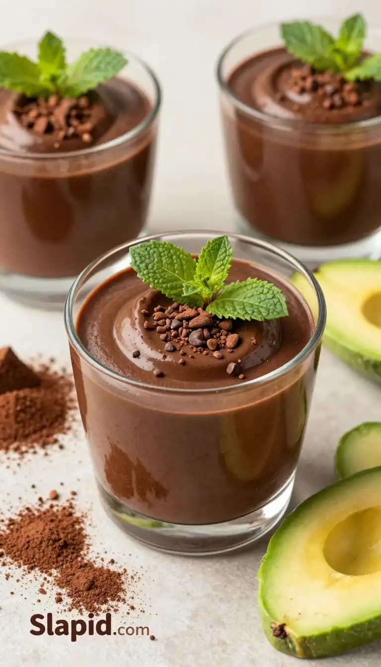 Easy No-Bake Vegan Chocolate Avocado Mousse - Desserts & Sweets Recipe | Slapid