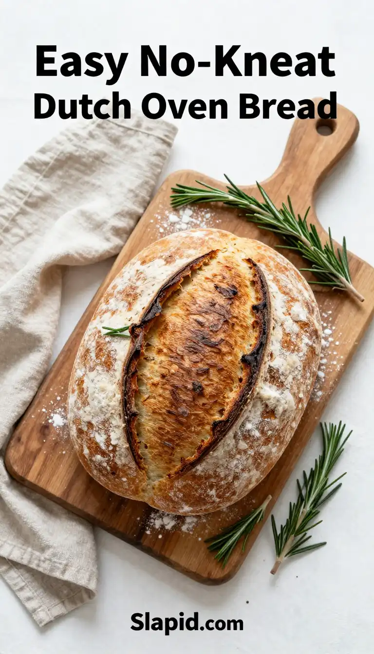 Easy No-Knead Artisan Dutch Oven Bread Recipe - Bread & Baking Recipe | Slapid