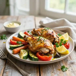 Step by step Easy One-Pan Healthy Lemon Herb Roasted Chicken and Veggies