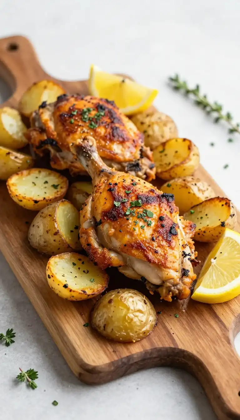 Easy One-Pan Lemon Herb Roasted Chicken Thighs and Potatoes - Budget-Friendly Meals Recipe | Slapid