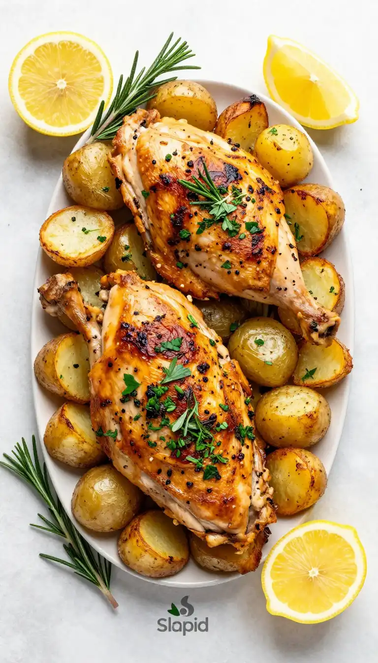 Easy Sheet Pan Lemon Herb Chicken and Potatoes - Dinner Recipes Recipe | Slapid