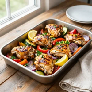Step by step Easy Sheet Pan Lemon Herb Chicken and Veggies Dinner