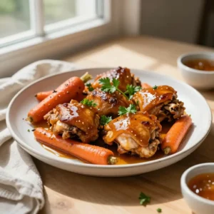 Step by step Easy Slow Cooker Honey Garlic Chicken Thighs with Carrots