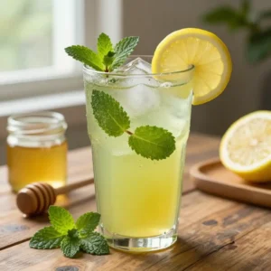Step by step Refreshing Iced Green Tea Lemonade with Honey Mint