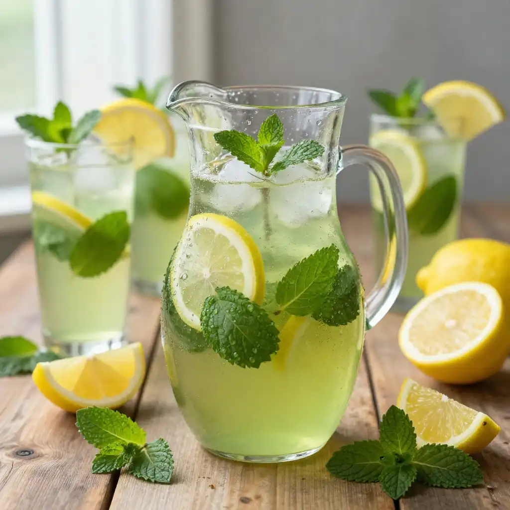 Refreshing Iced Green Tea Lemonade with Mint plated dish