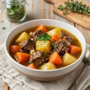Step by step Slow Cooker Lamb Stew with Root Vegetables and Herbs