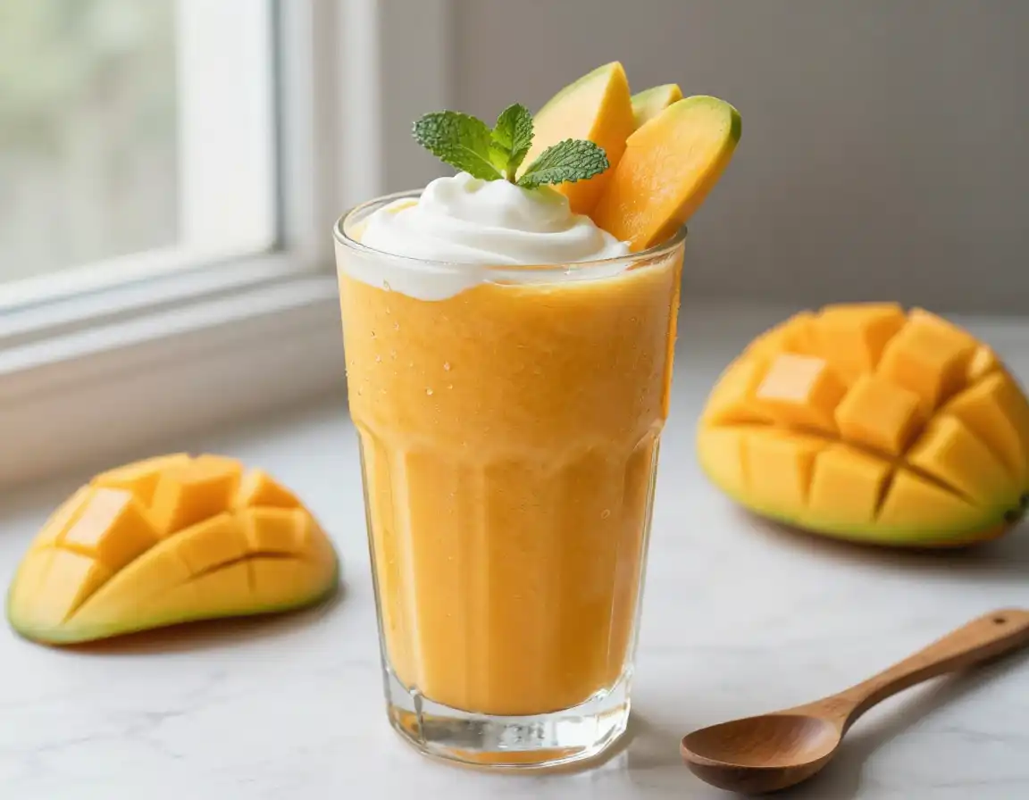 3-Ingredient Mango Yogurt Smoothie plated dish