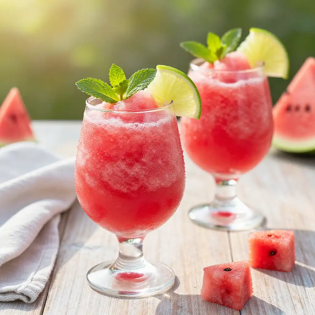 3-Ingredient Watermelon Slushie for Summer Hydration plated dish