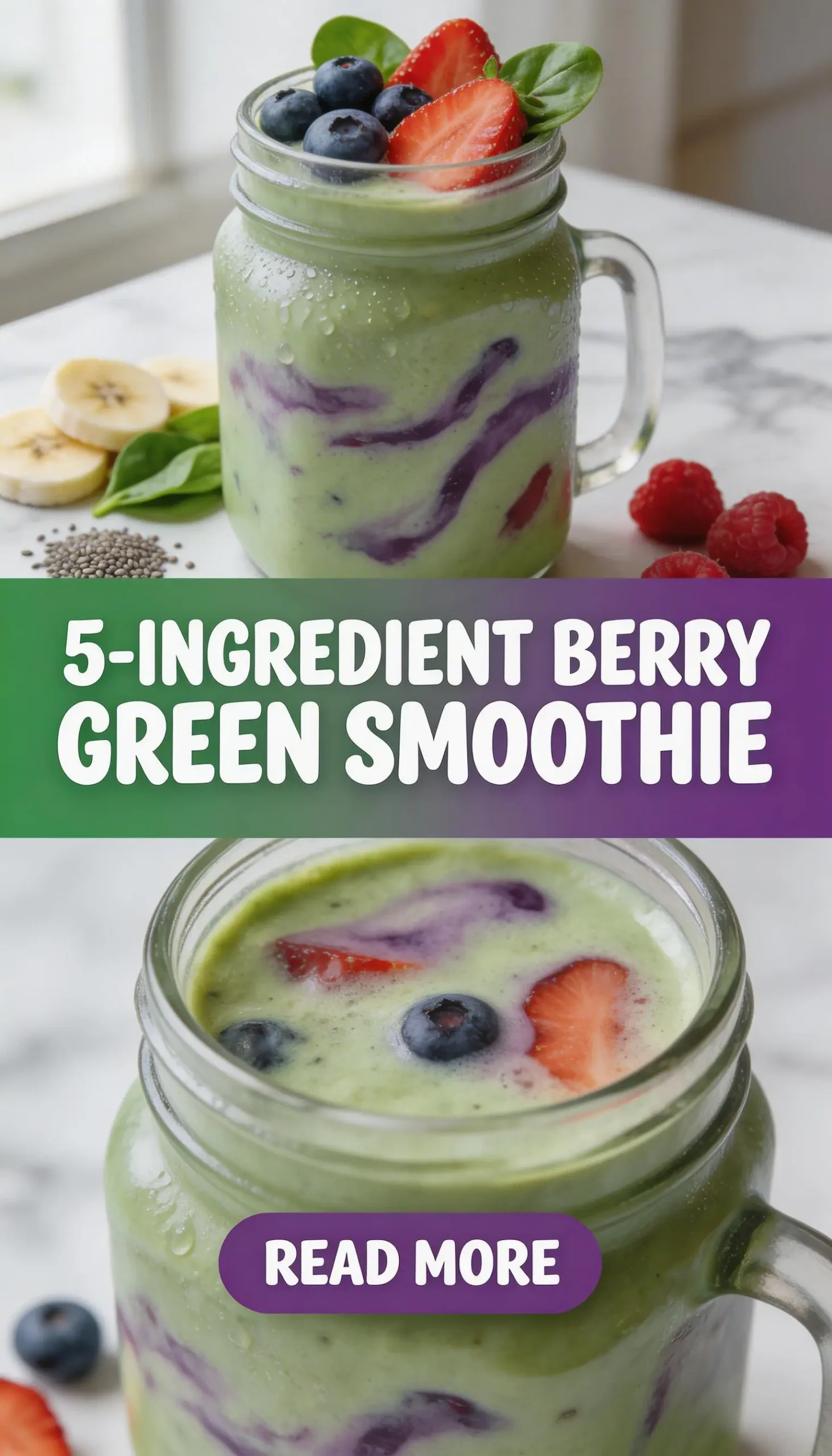5-Ingredient Berry Green Smoothie