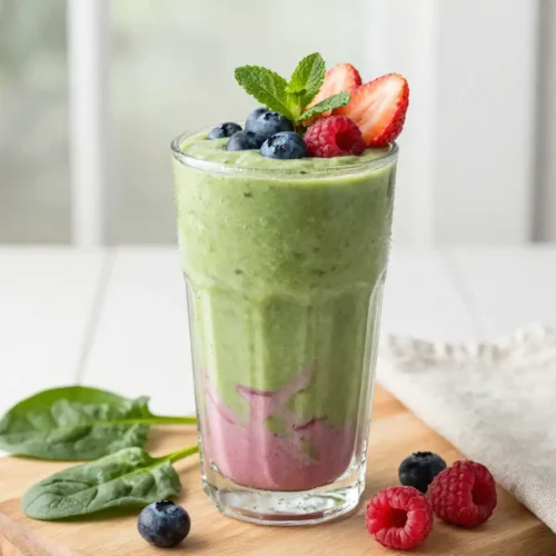 Easy 5-Ingredient Berry Green Smoothie for Quick Breakfast