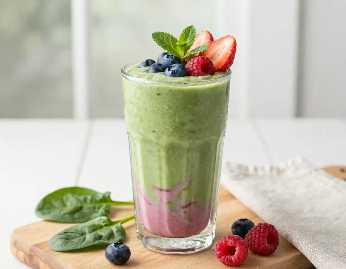 5-Ingredient Berry Green Smoothie plated dish