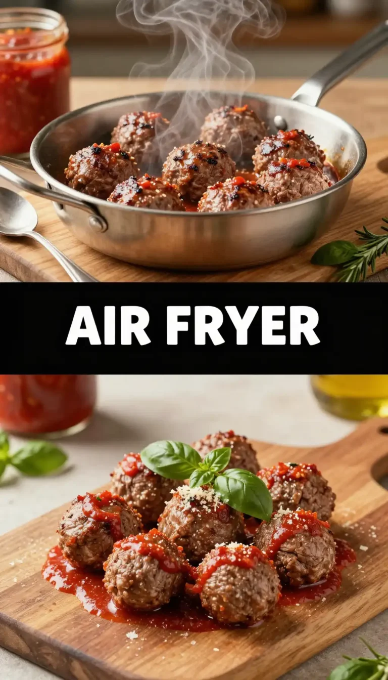 Air Fryer Beef Meatballs with Marinara Sauce