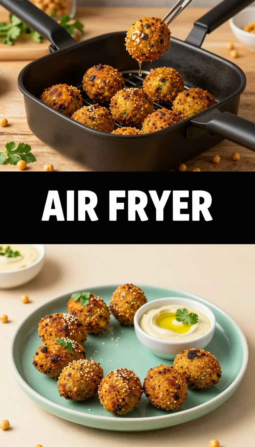 Air Fryer Falafel with Creamy Tahini Dressing