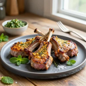 Crispy Air Fryer Lamb Chops with Garlic Herb Crust
